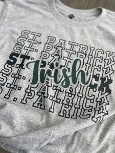 St. Patrick Irish Heather Gray Short Sleeve T-shirt, Long Sleeve T-Shirt, Crewneck Sweatshirt