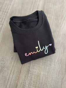 Toddler Colorful Embroidered Name Sweatshirt