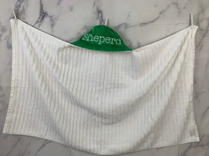 Flat Green with White Embroidery Bath Hoodie/Hooded Towel