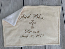 Load image into Gallery viewer, Cream with Taupe Embroidery Baptism Towel