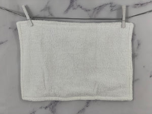White Gray Embroidery Baptism Towel