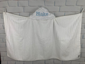 White Lattice with Baby Blue Bath Hoodie/Hooded Towel