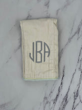 Load image into Gallery viewer, Organic Unbleached Gray Monogram Burp Cloth
