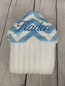 Blue/White Chevron Bath Hoodie/Hooded Towel