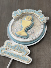 Load image into Gallery viewer, First Communion Chalice Blue Shaker Cake Topper