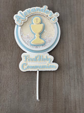 Load image into Gallery viewer, First Communion Chalice Blue Shaker Cake Topper