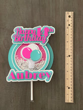 Load image into Gallery viewer, Hot Pink, Turquoise &amp; Silver Balloons Shaker Cake Topper