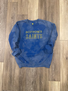 Sorrows Saints Crewneck Cobalt Bleach Dyed Sweatshirt
