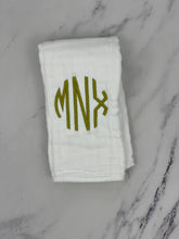 Load image into Gallery viewer, Chartreuse Monogram Burp Cloth