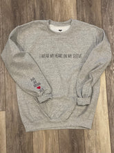 Load image into Gallery viewer, Red Heart - I wear my heart on my sleeve sweatshirt - SHIPS FREE