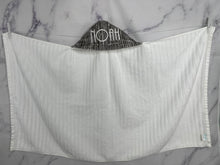 Load image into Gallery viewer, Ash &amp; White Lines with White Embroidery Bath Hoodie/Hooded Towel