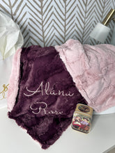 Load image into Gallery viewer, Plum Wavy with Dusty Pink Hyde Back Blanket