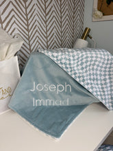 Load image into Gallery viewer, Wavy Checkered Mist &amp; White Blanket