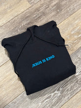 Load image into Gallery viewer, Electric Embroidered Jesus is King Adult &amp; Youth Gildan Sweatshirt