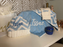 Load image into Gallery viewer, Baby Blue &amp; White Chevron Gift Set