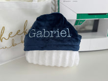 Load image into Gallery viewer, Flat Navy Baby Blue Embroidery Bath Hoodie/Hooded Towel