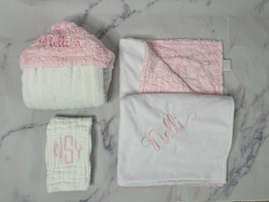 Pink Textured Marble No Ruffle Gift Set