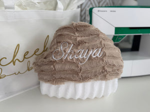 Tan Oxford White Embroidery Bath Hoodie/Hooded Towel