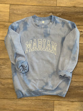 Load image into Gallery viewer, Bleach Burst Dusty Blue Embroidered Marian Mustangs Sweatshirt