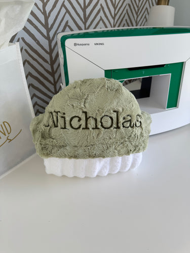 Thyme Hyde with Olive Embroidery Bath Hoodie/Hooded Towel