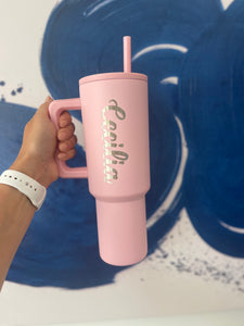 Pink Tumbler with Engraved Name