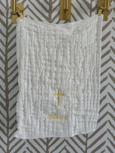 Cross & Name Burp Cloth