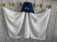 Load image into Gallery viewer, Denim Blue Oxford White Embroidery Bath Hoodie/Hooded Towel