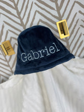 Load image into Gallery viewer, Flat Navy Baby Blue Embroidery Bath Hoodie/Hooded Towel