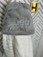 Load image into Gallery viewer, Gray Hyde with Baby Blue Embroidery Hooded Towel