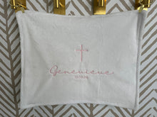 Load image into Gallery viewer, White Light Pink Embroidery Baptism Towel