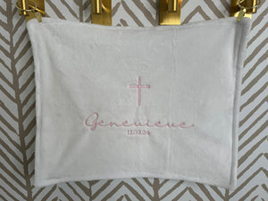 White Light Pink Embroidery Baptism Towel