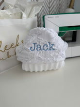 Load image into Gallery viewer, White Lattice Baby Blue Embroidery Bath Hoodie/Hooded Towel