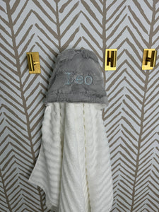 Gray Hyde with Baby Blue Embroidery Hooded Towel