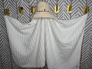 Flat Cream Black Embroidery Bath Hoodie/Hooded Towel