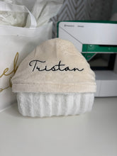 Load image into Gallery viewer, Flat Cream Black Embroidery Bath Hoodie/Hooded Towel