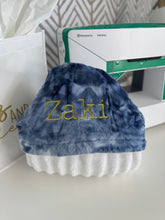 Load image into Gallery viewer, Navy Tie Dye with Chartreuse Embroidery Bath Hoodie/Hooded Towel