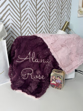 Load image into Gallery viewer, Plum Wavy with Dusty Pink Hyde Back Blanket