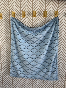 Baby Blue/Navy Lattice Flat Navy Back Blanket No Ruffle