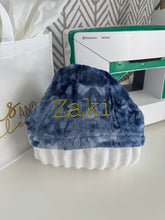 Load image into Gallery viewer, Navy Tie Dye with Chartreuse Embroidery Bath Hoodie/Hooded Towel