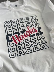 Creek Hawks Short Sleeve T-shirt, Long Sleeve T-Shirt, Crewneck Sweatshirt