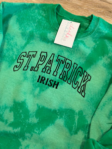 Green Bleach Burst Embroidered St. Patrick Irish Sweatshirt