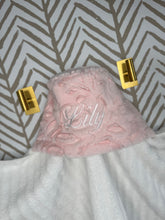 Load image into Gallery viewer, Pink Embossed Leaf Hoodie/Hooded Towel