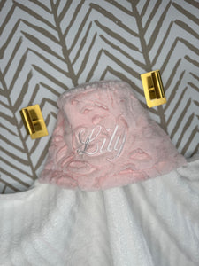 Pink Embossed Leaf Hoodie/Hooded Towel