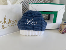 Load image into Gallery viewer, Denim Blue Oxford White Embroidery Bath Hoodie/Hooded Towel
