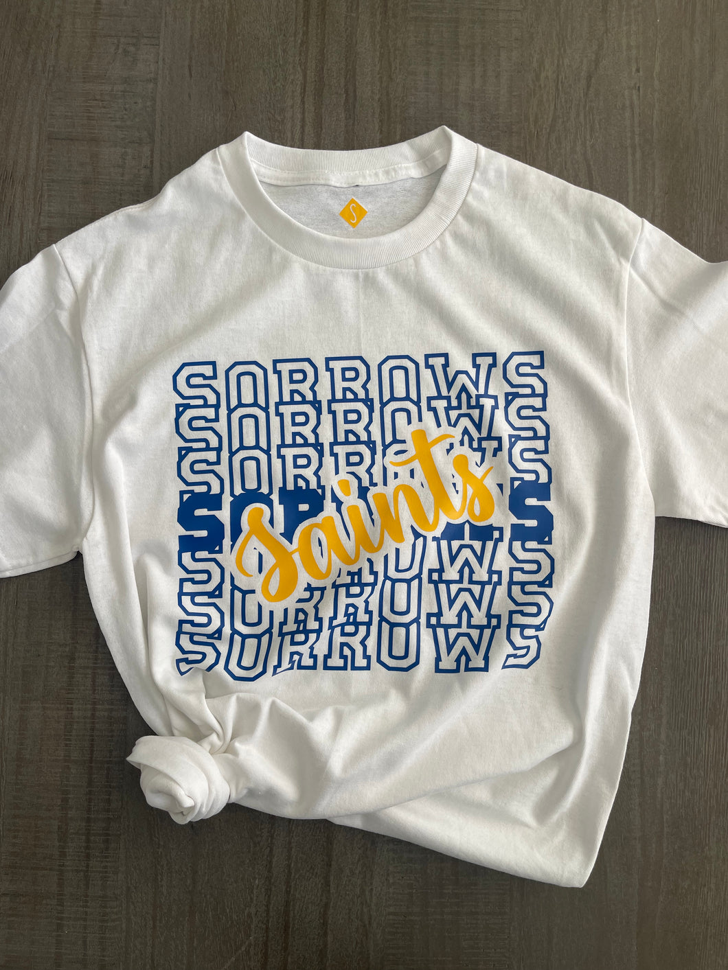 Sorrows Saints White Short Sleeve T-shirt, Long Sleeve T-Shirt, Crewneck Sweatshirt