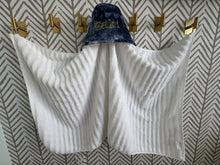 Load image into Gallery viewer, Navy Tie Dye with Chartreuse Embroidery Bath Hoodie/Hooded Towel