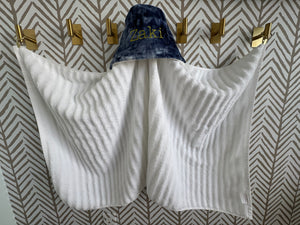 Navy Tie Dye with Chartreuse Embroidery Bath Hoodie/Hooded Towel