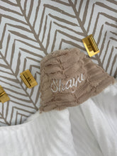 Load image into Gallery viewer, Tan Oxford White Embroidery Bath Hoodie/Hooded Towel