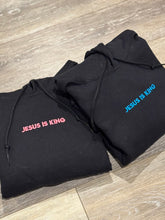 Load image into Gallery viewer, Electric Embroidered Jesus is King Adult &amp; Youth Gildan Sweatshirt