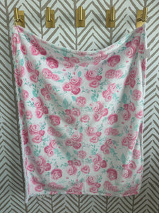 Pink Roses with White Bubble Back Blanket